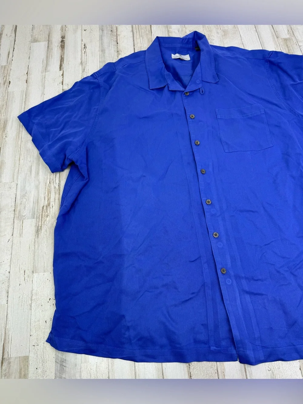 Oak Hill Mens 3XL Blue Short Sleeve Button Down Shirt Rayon Blend